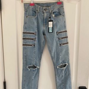 LF Carmar NWT Denim Skinny Stretch Zipper Jeans